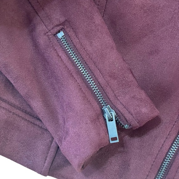 Old‎ Navy Faux Suede Maroon Moto Biker Jacket - Picture 12 of 13